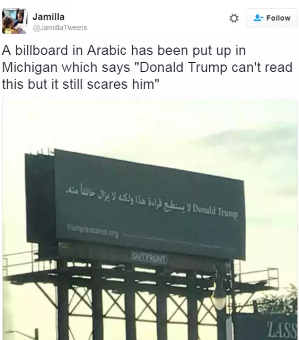 See the billboard Michigan Muslims put up for Donald Trump